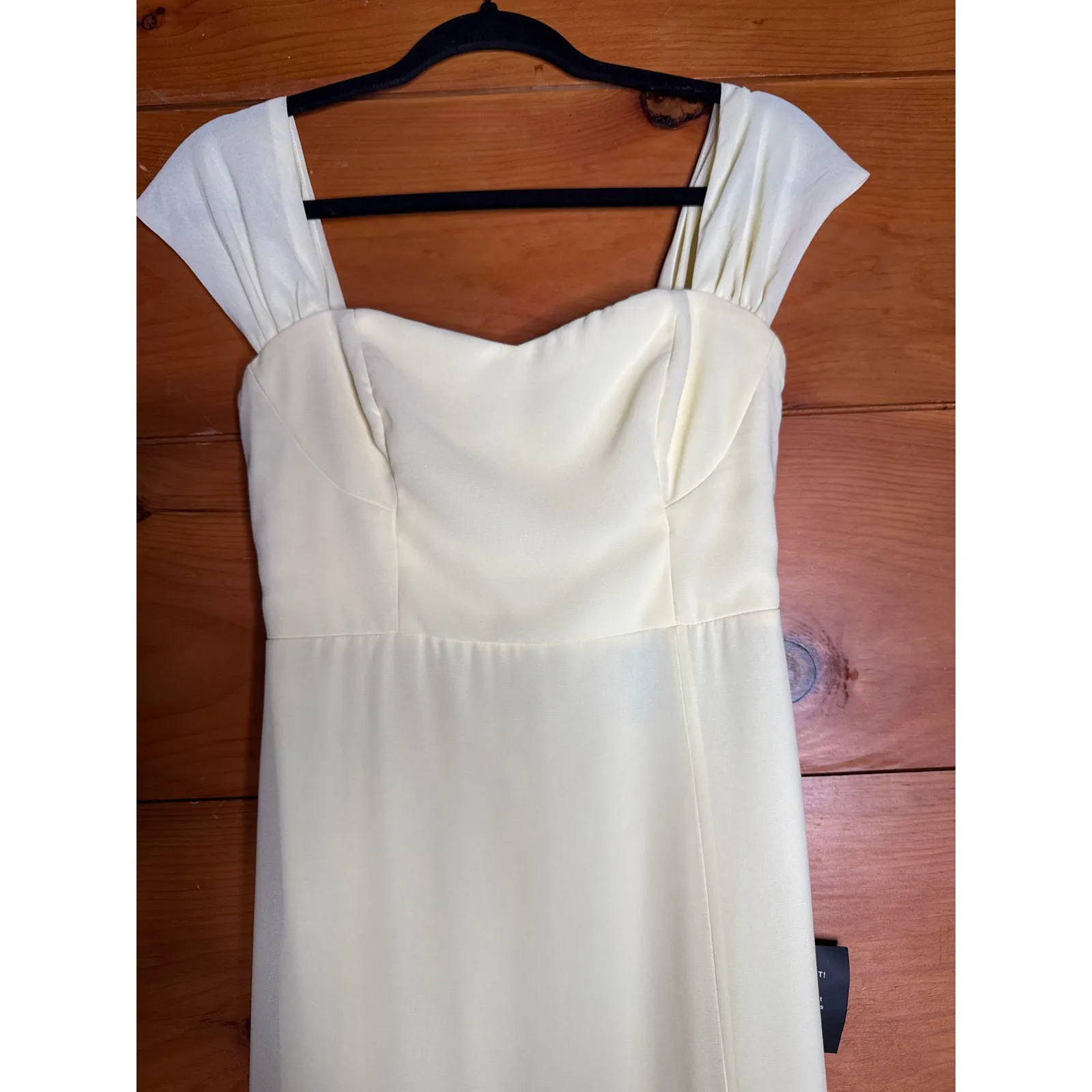 NWT Lulus Magical Magnetism Pale Yellow Off-the-Shoulder Maxi Dress Banquet Sz S - Image 4