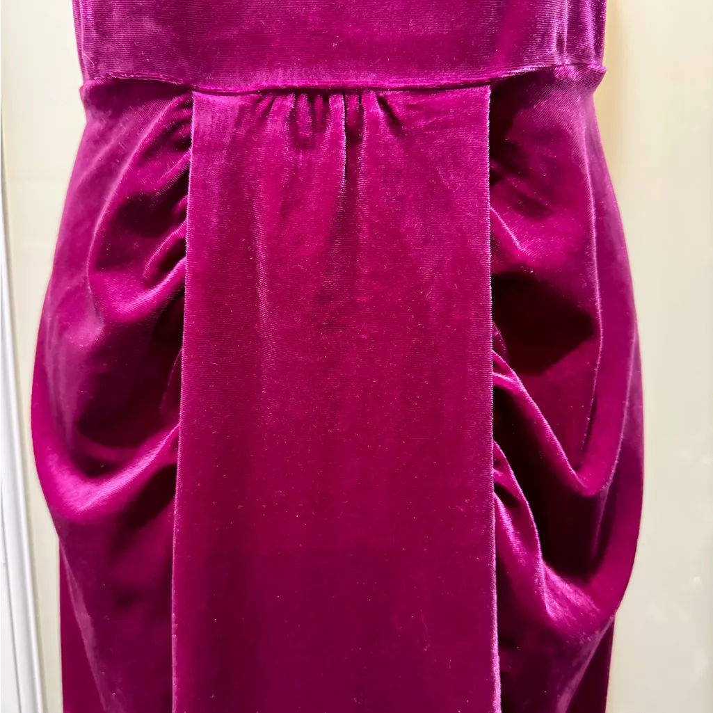 Belle Poque Magenta Velvet Halter Dress w/ Adjustable Button Straps | XL Purple - Image 7