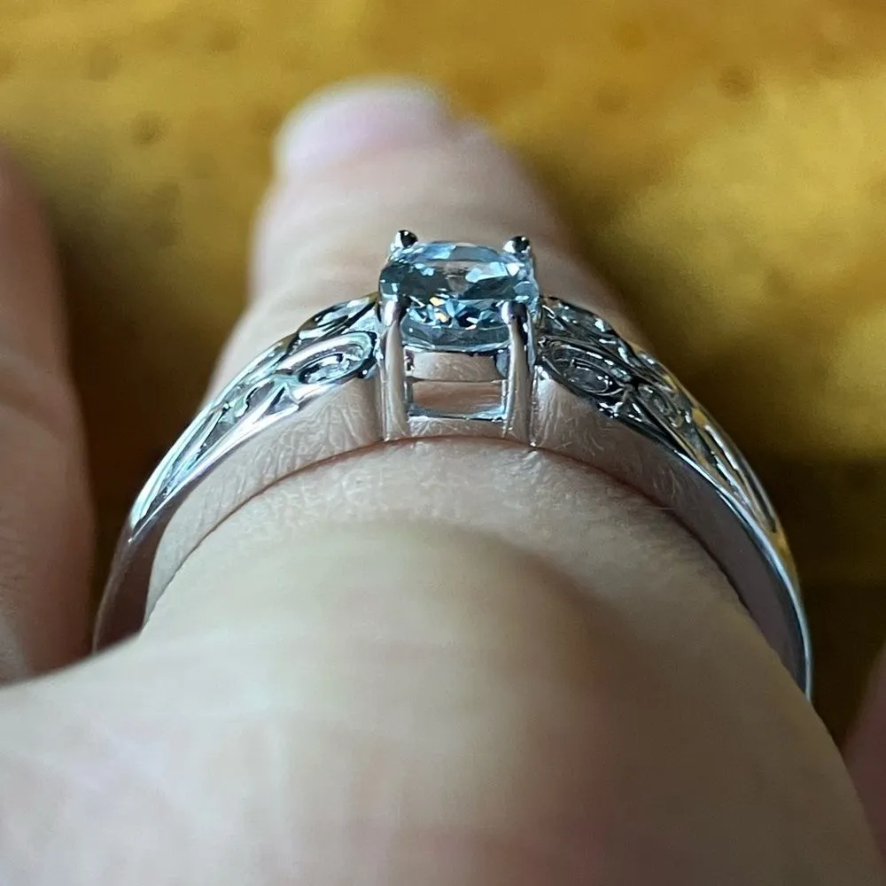 Natural Aquamarine Sterling Silver Ring Size 9.75 - Image 2