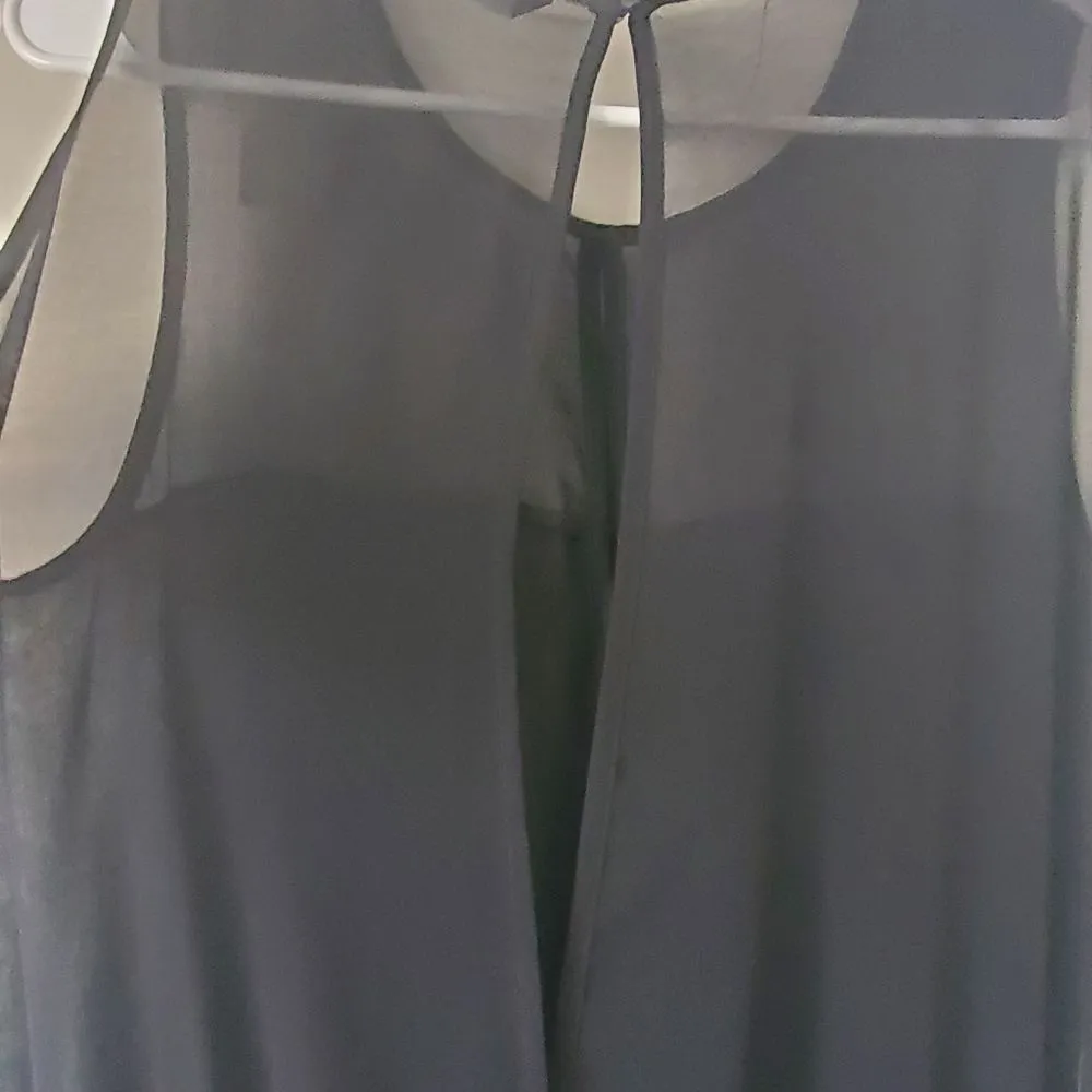 Zara Black Jumpsuit Mesh Top Wide Leg Size Medium Sleek Sexy Party Cocktail - Image 6