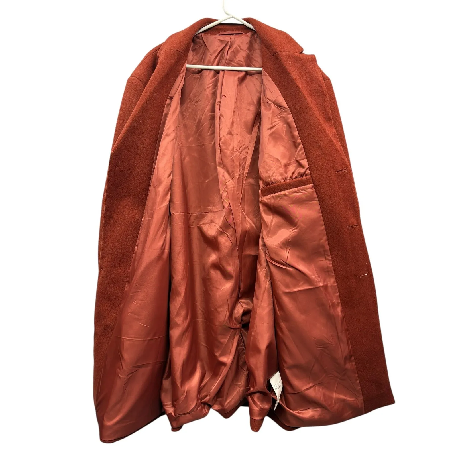 Women's Rust Brown Tailored Coat Chic Minimalist Fall Outerwear Elegant XXL - Image 3