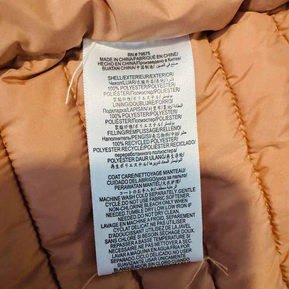 BCBGeneration Diagonal Seam Puffer Hooded Jacket Coral Pink Size Medium (8), NWT - Image 16