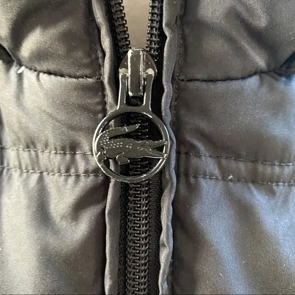 Lacoste Puffer Jacket Full Zip Black Winter Warm Coat Down & Feather FIll Medium - Image 3