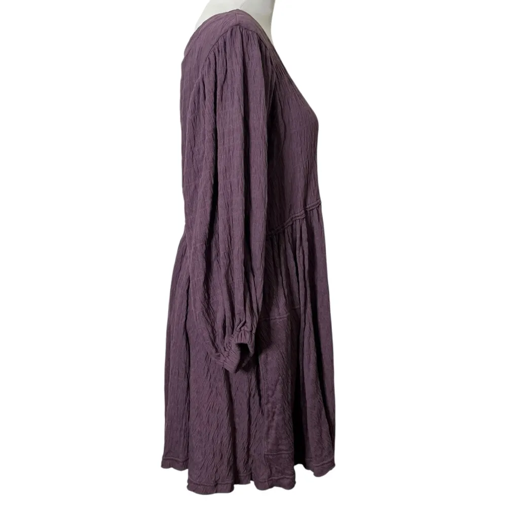 Free People Obsessed Babydoll Dress Purple Long Sleeve Open Back Size Small - Image 5