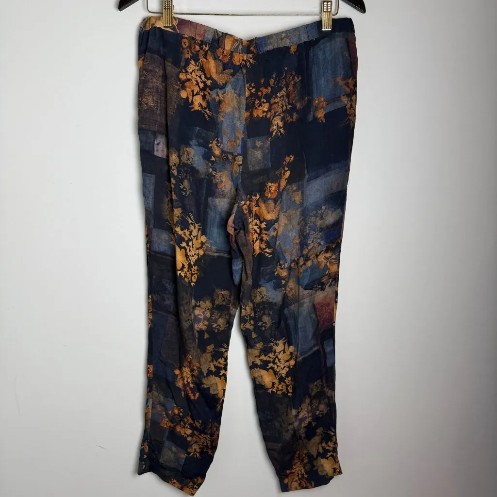 Peruvian Connection Tapered Ankle Pants Viscose Abstract Leaf Print Size 8 - Image 6