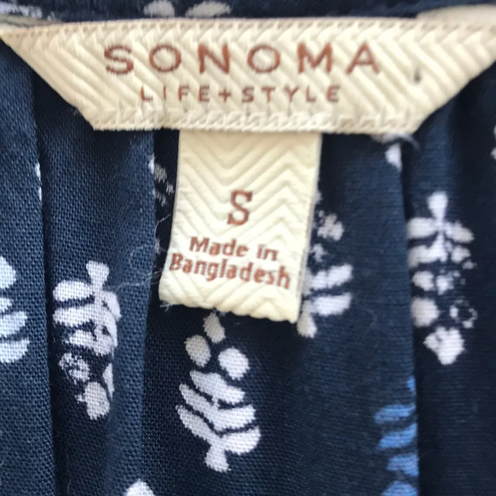 Sonoma Blue/White Short Sleeved Peasant Top Sz S - Image 5