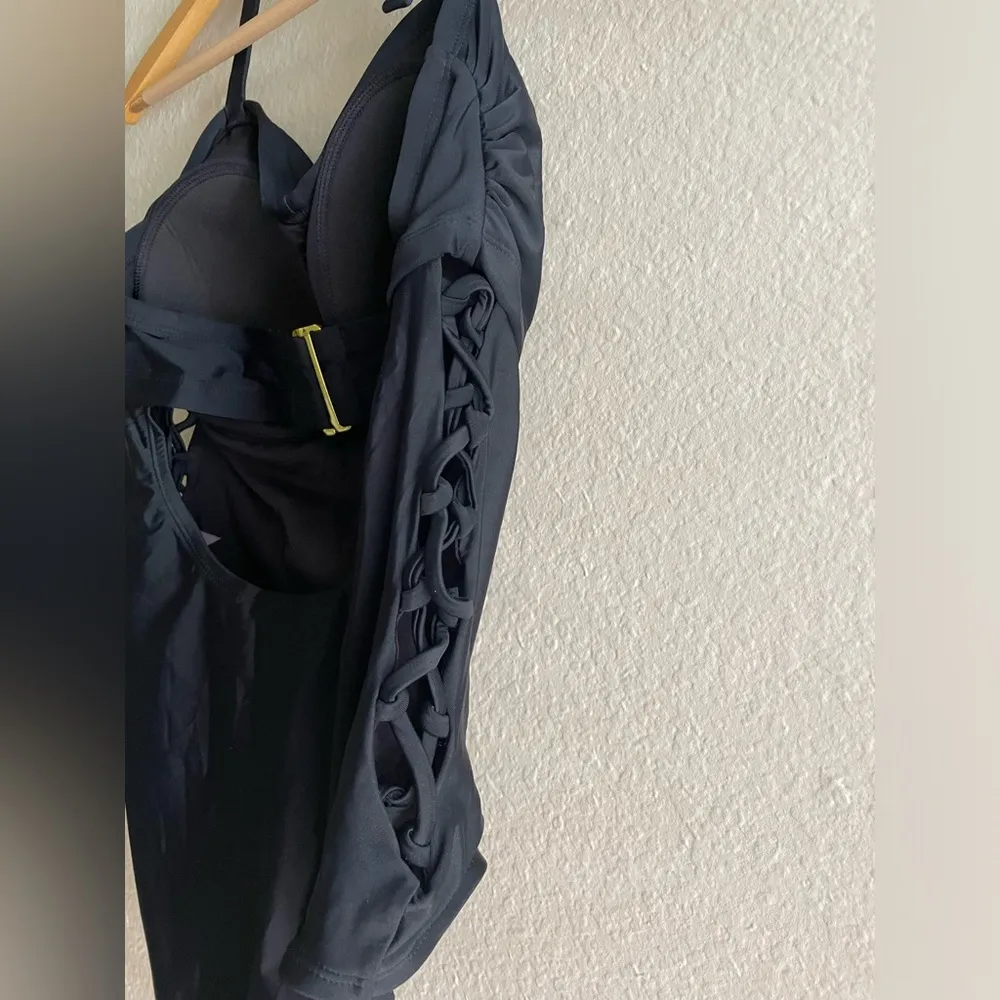 Ava & Viv Black Halter One Piece Swimsuit NWT - Image 3