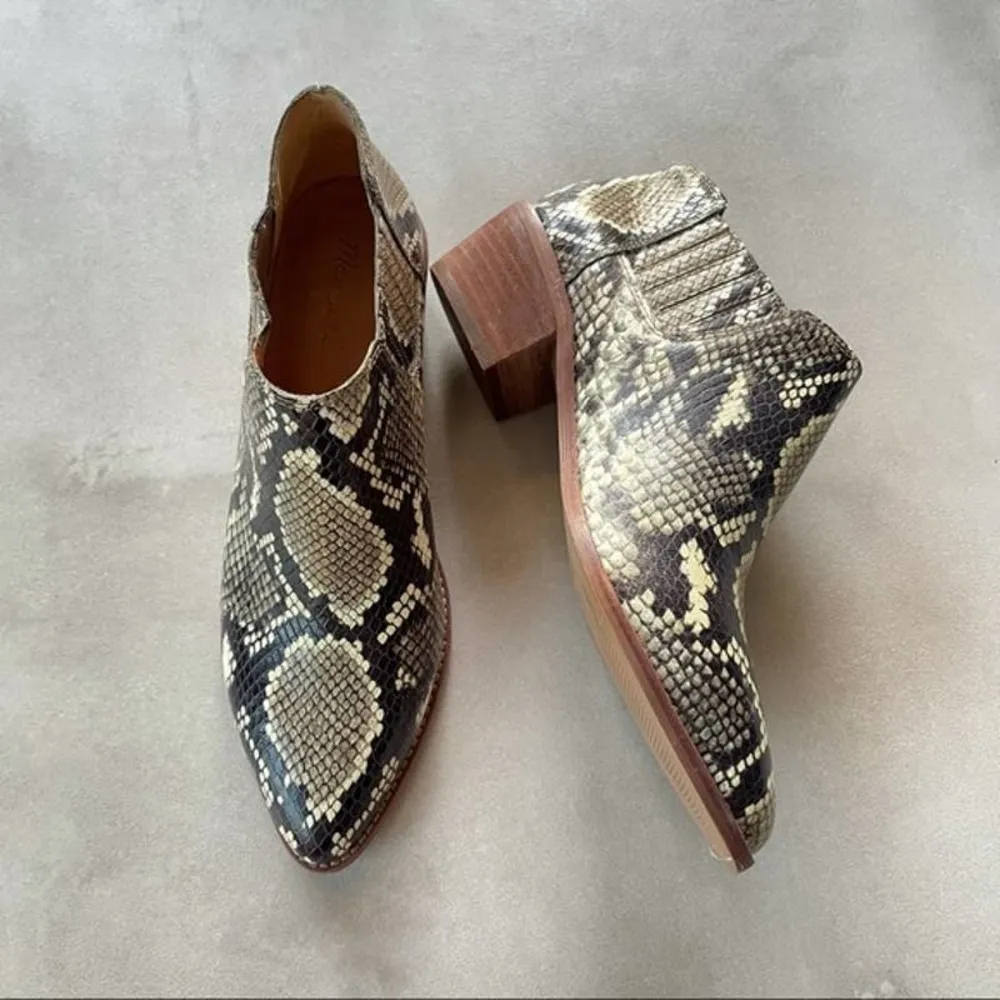 Madewell Sonia Chelsea Boots In Snake Print Size 9 Almond Toe Block Heel - Image 10