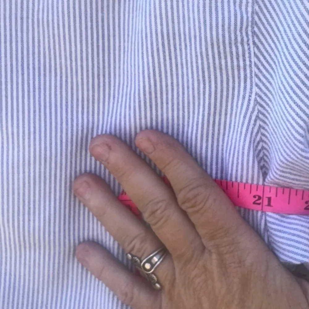 Women's Classic Elements Striped Button Down Shirt Size 16 Blue - Image 3