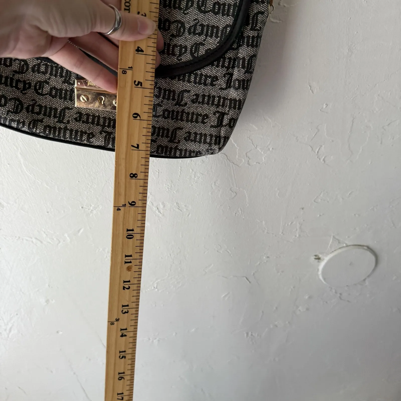 Juicy Couture Shoulder Bag Womens Black Monogram‎ Chain Strap Purse Handbag Logo - Image 5