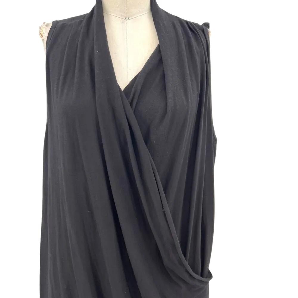 Bryn Walker Black Faux‎ Wrap Twist Sleeveless Dress Bamboo Blend Size XL - Image 2