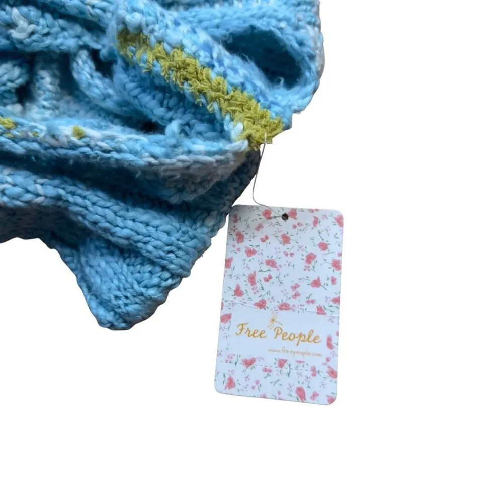 Free People Laguna Tank Blue Knit Sleeveless Sweater Size Small Cotton NWT - Image 7