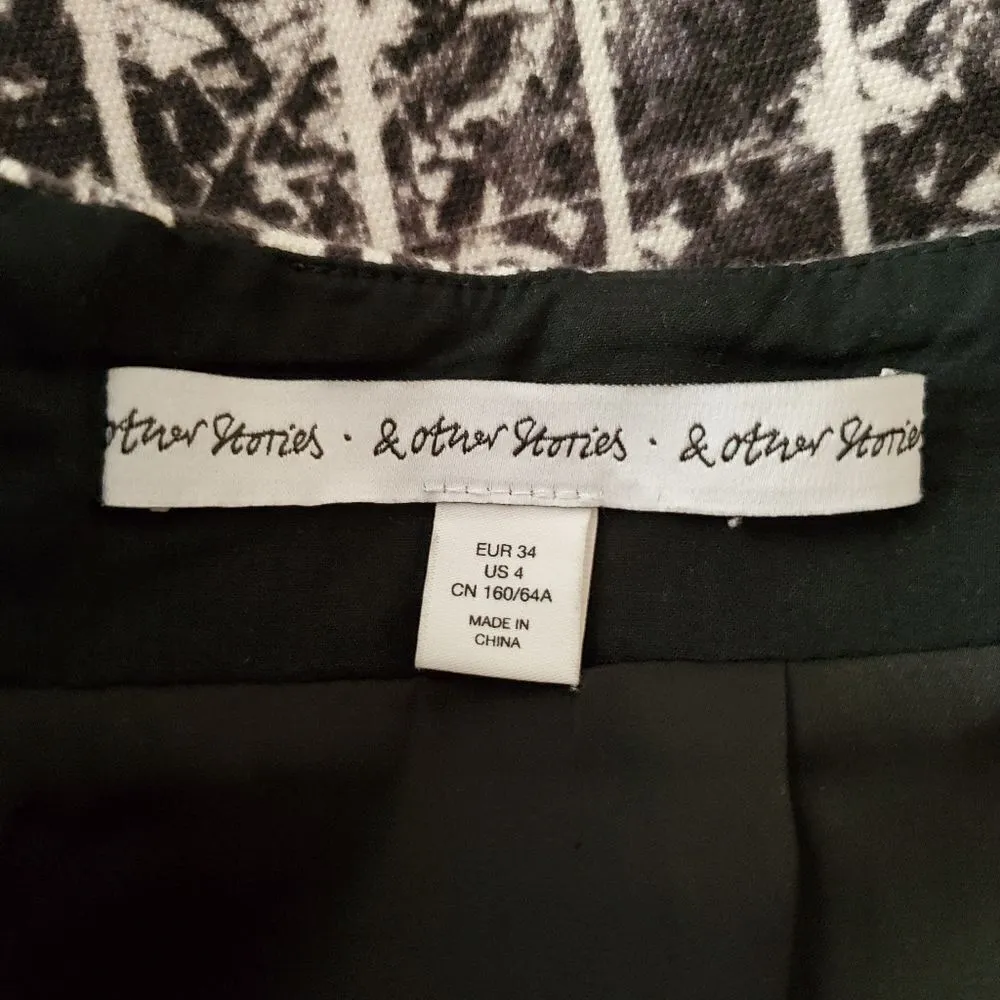 & Other Stories Gray & White Striped Patterned Faux Wrap Skirt (4) - Image 6