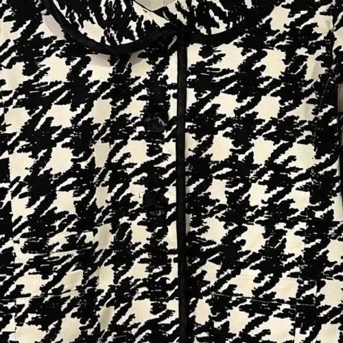 Barbara Katz Womens Cropped Jacket Size S Black White Abstract Cotton Statement - Image 3