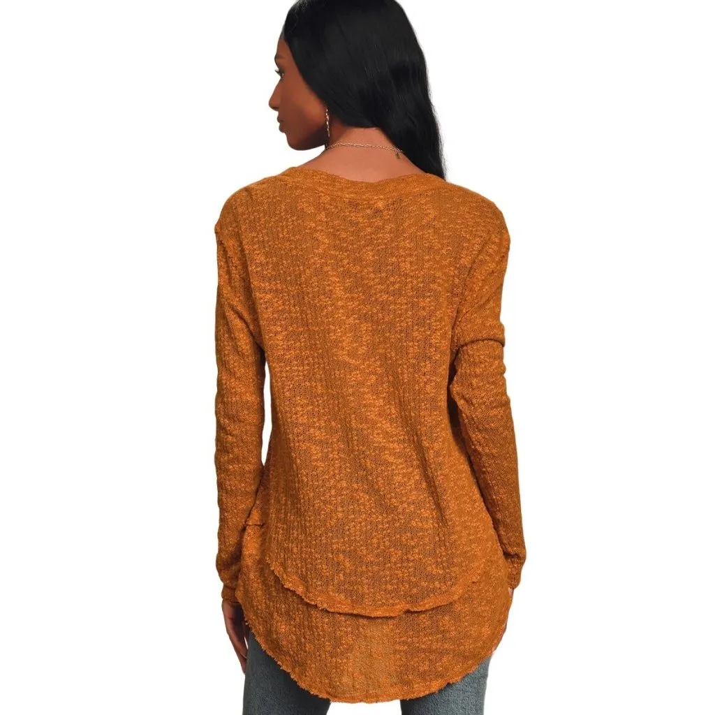 Free People Ocean Air Hacci Top Size Small Lightweight Sweater Rust Orange - Image 5