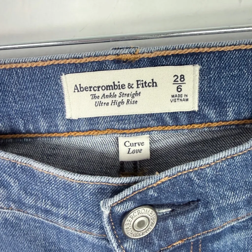 Abercrombie & Fitch Curve Love The Ankle Straight Ultra High Rise Jeans 28 6 EUC - Image 5
