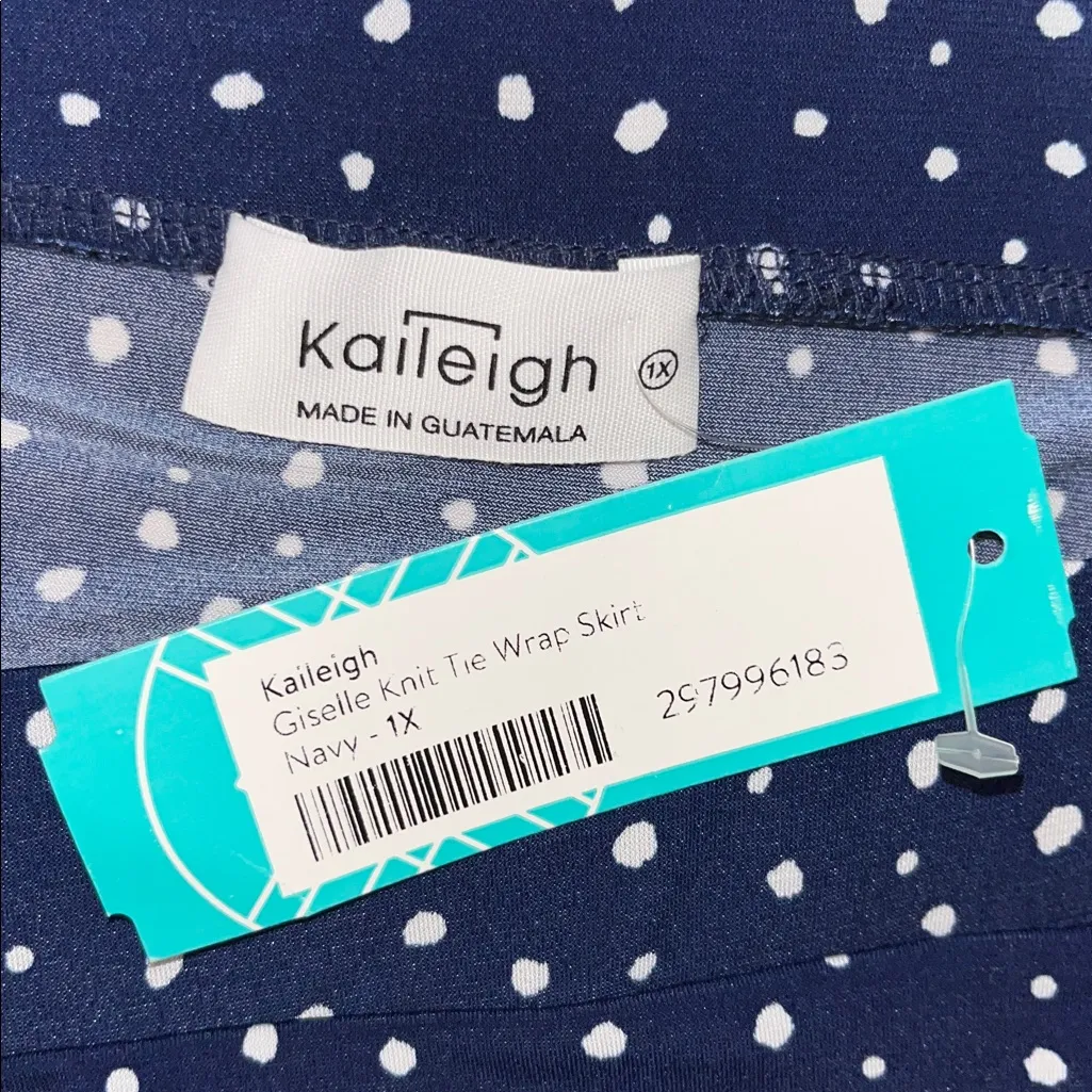Kaileigh NWT Size 1X Navy Blue - White Polka Dot Ruffle Trim Giselle Skirt - Image 4