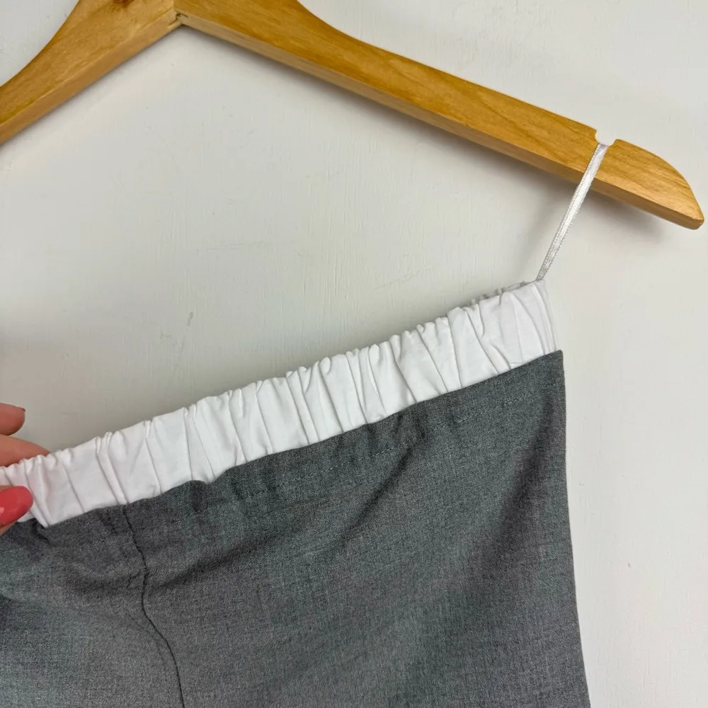 NWT ZARA Grey Contrast Boxer Top Sz Medium Tube Crop Preppy - Image 13