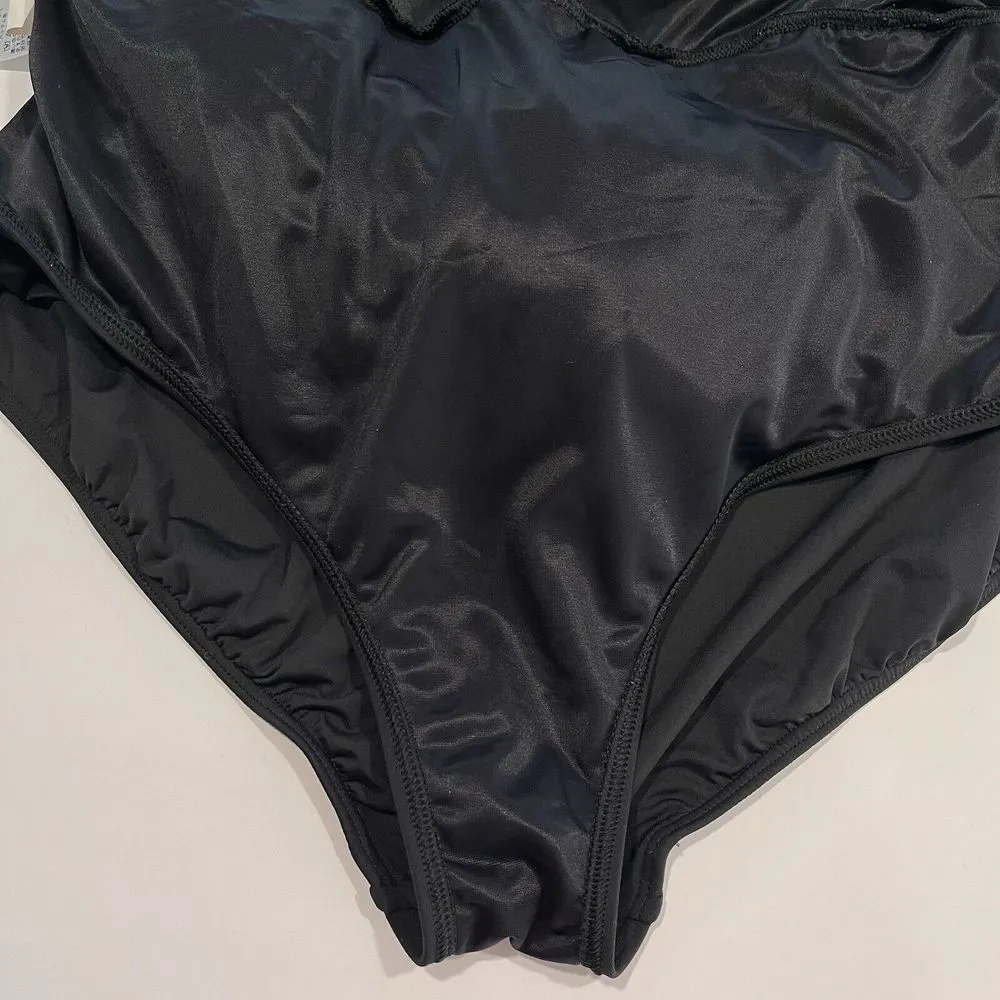 Lands' End Black‎ Long Slender Suit Wrap Mini Swim Dress One Piece Size 24 DDD - Image 12