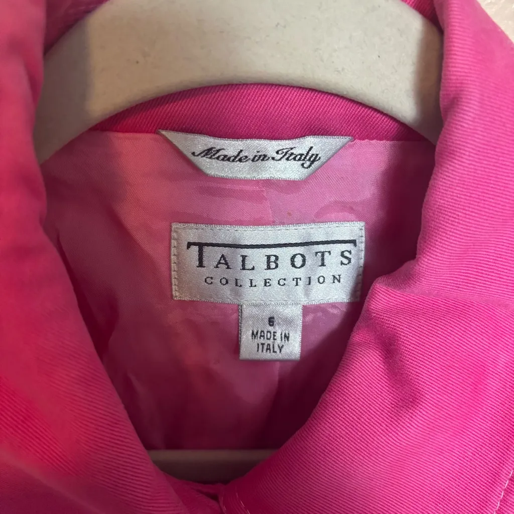 Talbots Collection Women’s Jacket Coat Pearl Buttons Made in Italy‎ Pink Size 6 - Image 2