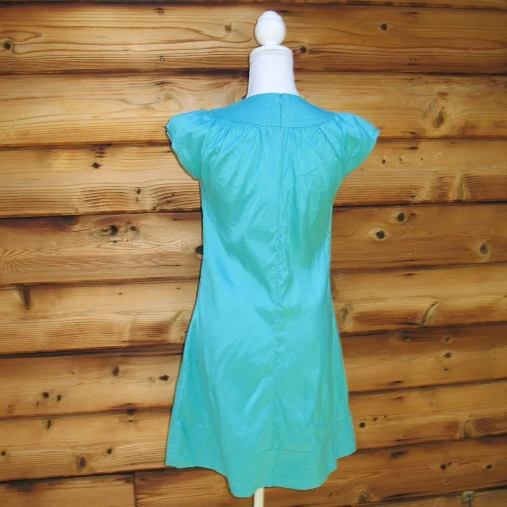 Calypso St. Barth Womens Blue Green Silk Mini Dress - Image 4