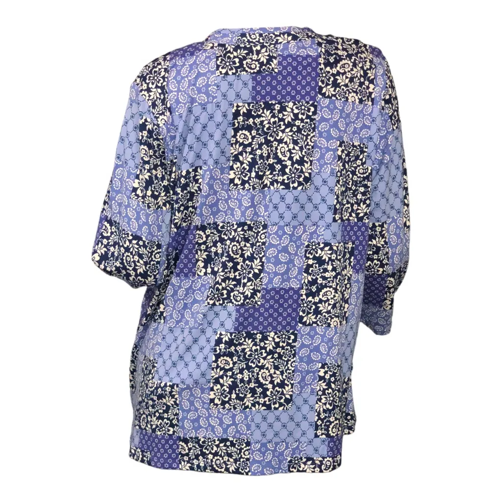 Comfort Code 3/4 Sleeve Cardigan & Matching Tank Set in Blue Patchwork. NWT! Size L - Image 3