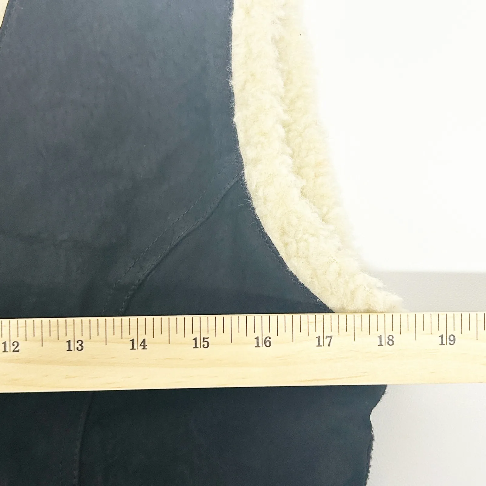 NWT I Am Womens Vintage Genuine Suede Sherpa Lined Plaid Flannel Vest Size M Blue Size M - Image 9