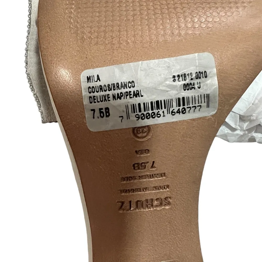 NEW NIB  Mila Rhinestone Bow Heel Sandal In Pearl - Image 7