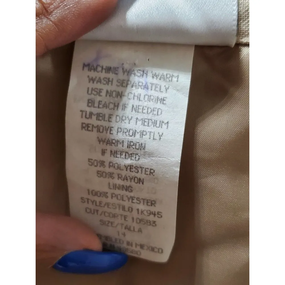 Kathie Lee Women's Cream Polyester Single Breasted Blazer & Skirt 2 Pc's Suit 14 - Image 10