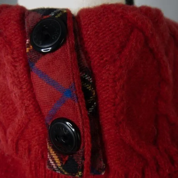 Vintage Red Turtleneck Sweater with Badge, cable knit, Wool blend Red Size XXS - Image 3