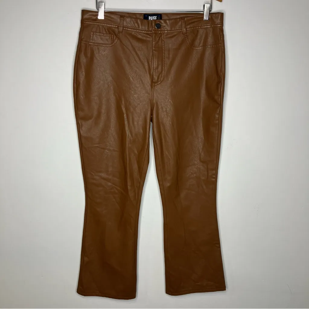 Paige Claudine ankle flare faux leather pants brown caramel women’s size‎ 32 - Image 2