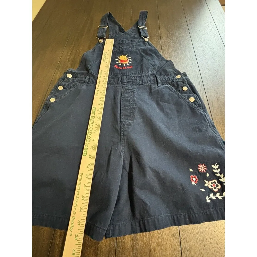 Vintage 90's Disney Winnie the Pooh Navy short overalls Size XL 100% cotton - Image 4
