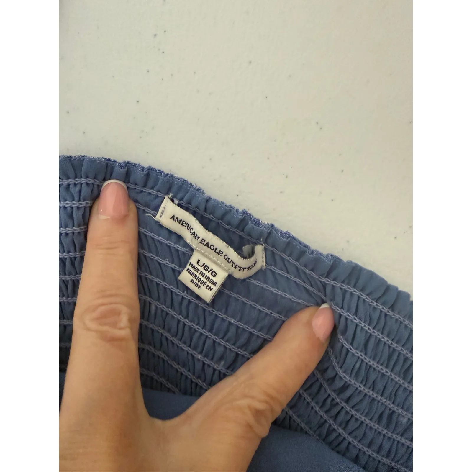 American Eagle L Outfitters Blue White Dot Cutout Button Front Midi Dress - Image 6