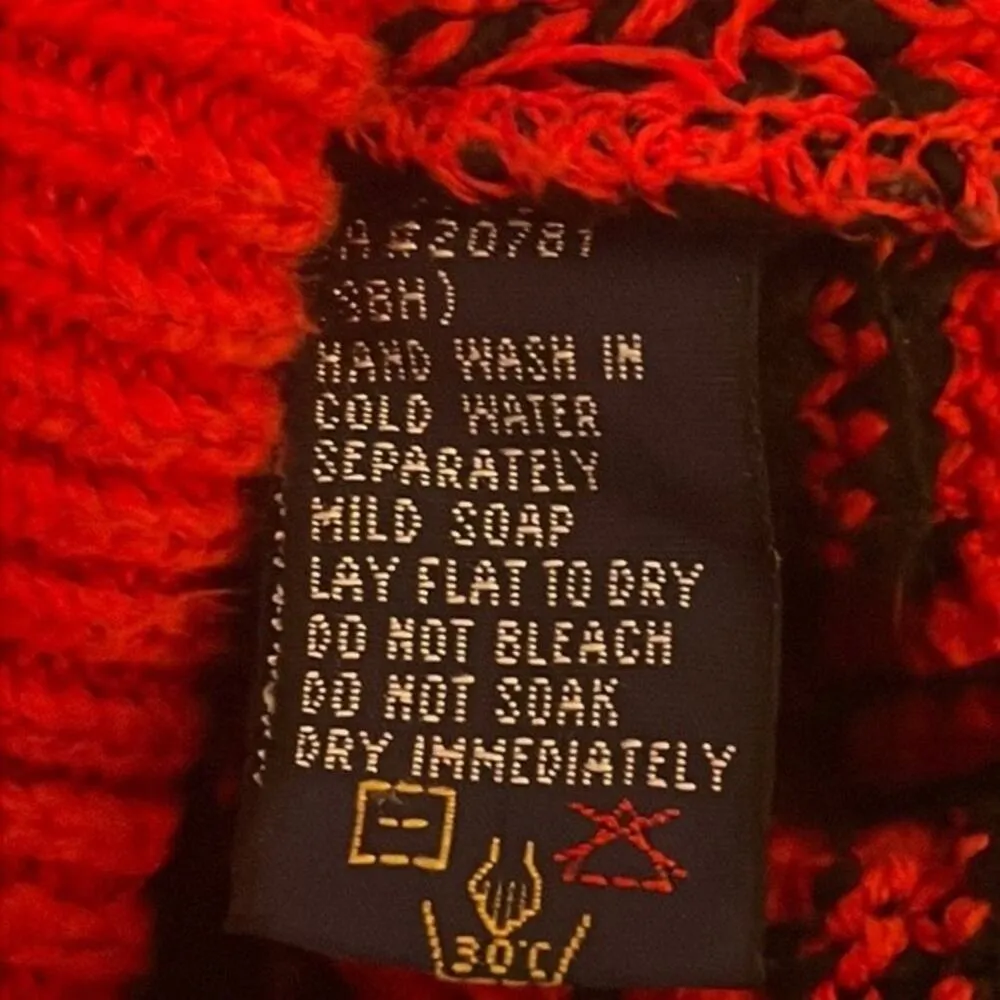 Tommy Hilfiger Vintage Tartan Plaid Knit Sweater 100% Cotton Red Size Medium - Image 6