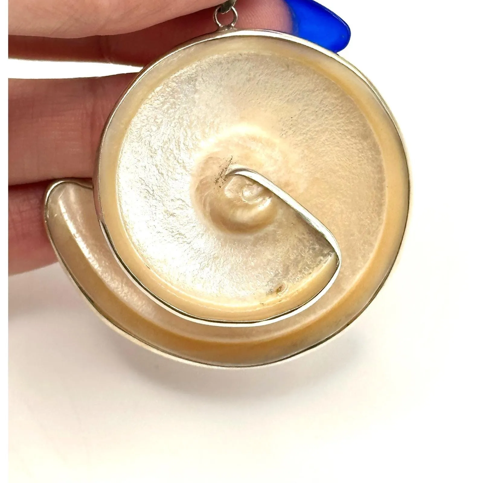 Mother of Pearl Spiral Sea Shell Sterling Silver Pendant - Image 3