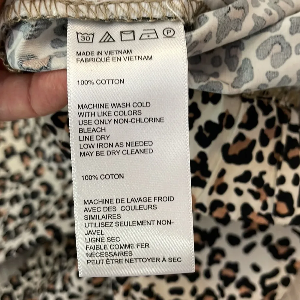 Leopard Print Elastic Waist Zip Front Straight Leg Pants XS - Image 11