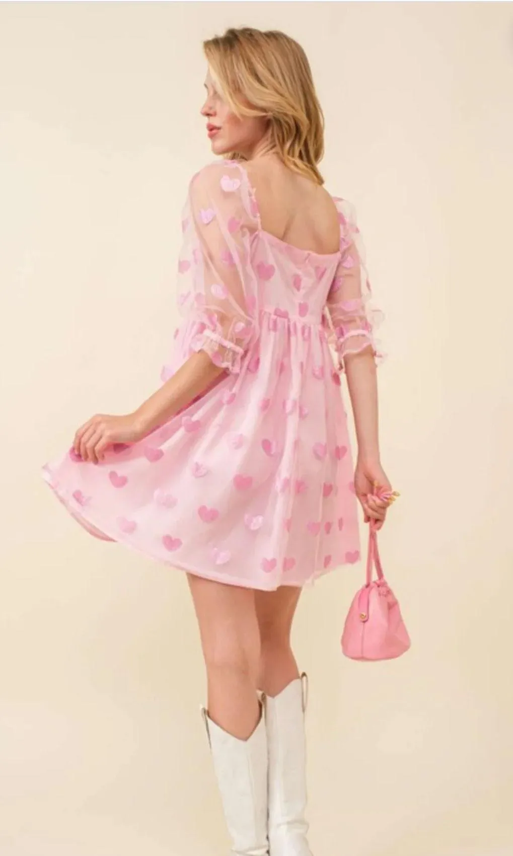 Pink glitter hearts dress - Image 3