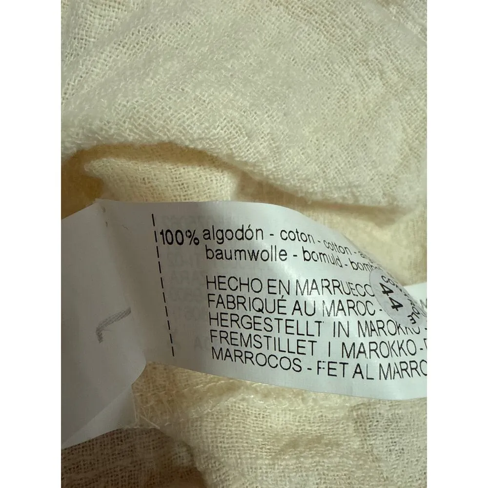 Zara Womens Beige Cotton Long Sleeve V-Neck Button Down Shirt Blouse Top Size XS - Image 4