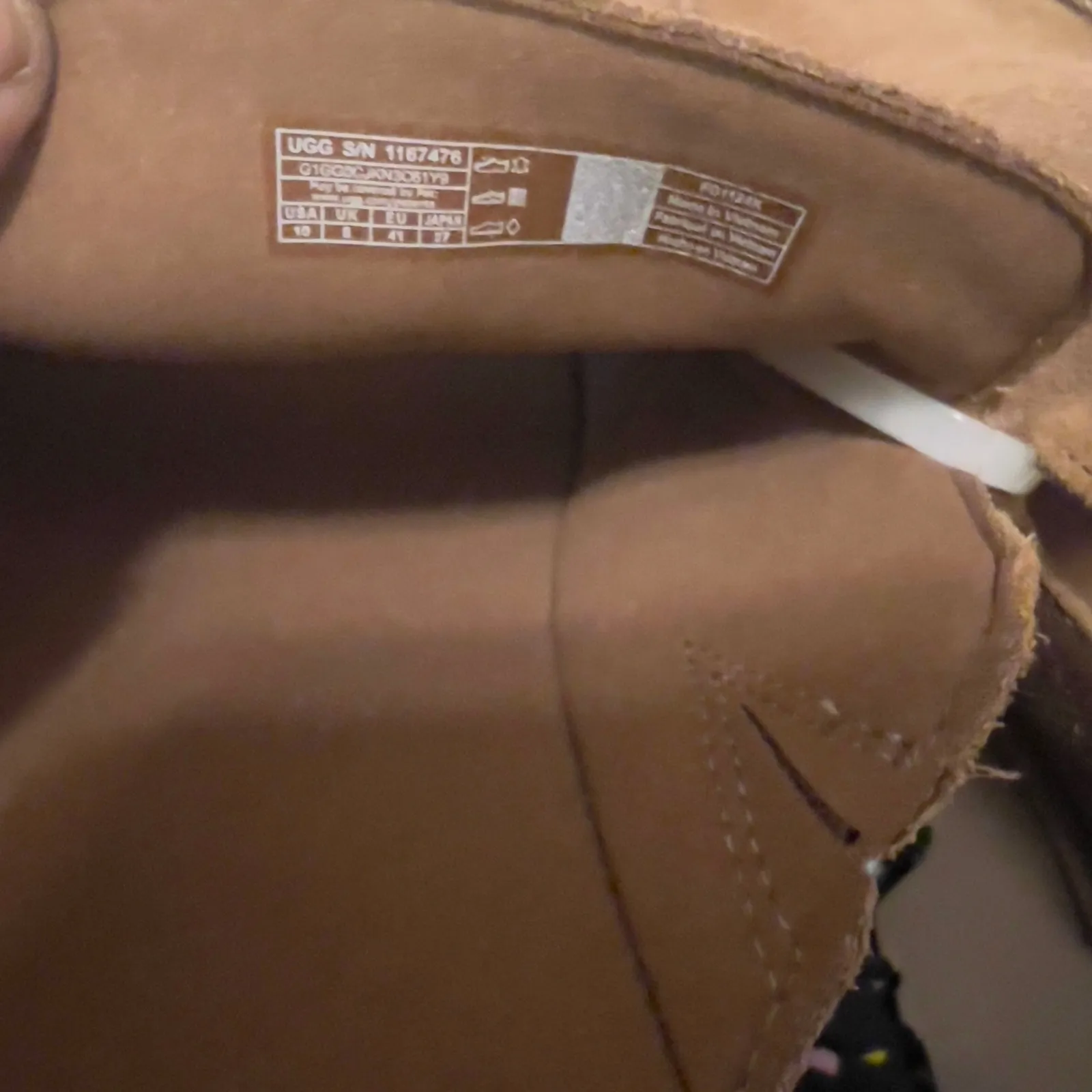 UGG New Heights Platform Slide Sandals Tan Suede Block Heel Mules Women 7 - Image 10