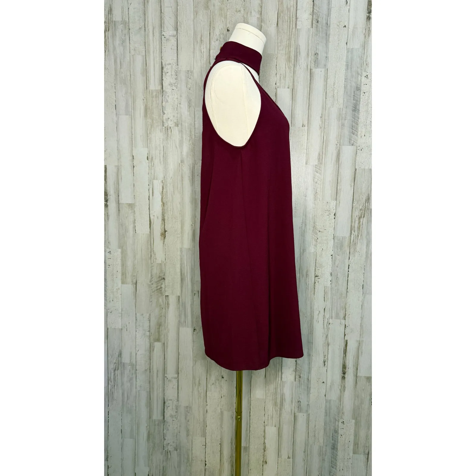 Show Me Your MuMu Women's Choker Shift‎ Dress Burgundy Size Small Casual - Image 4