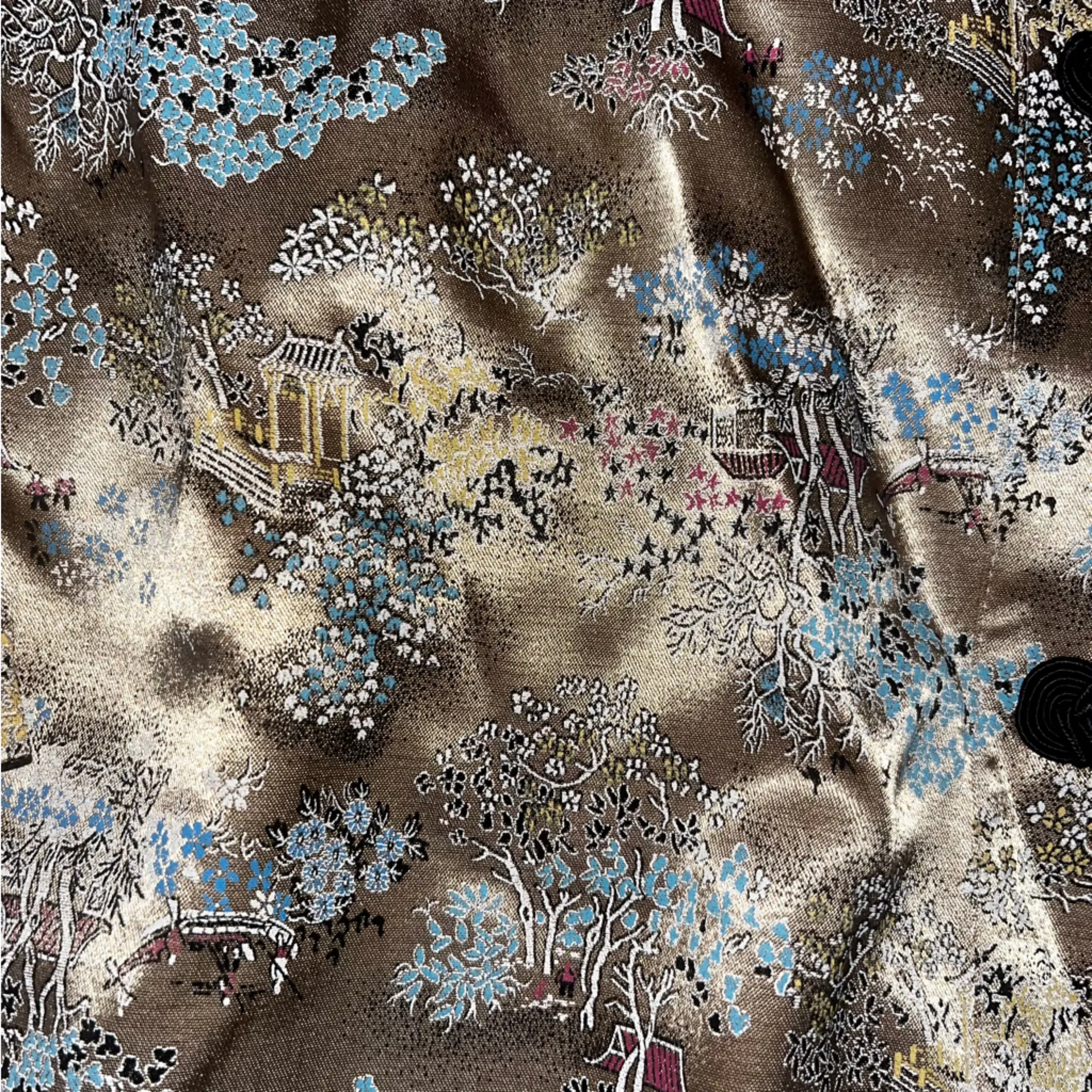 Vintage Chinese Brocade Mandarin Collar Jacket Gold - Image 2