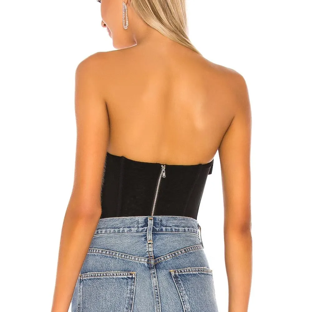 NBD Black Bustier Top XXS Corset Coquette Boned Bodice Crop Designer $168 NEW - Image 3