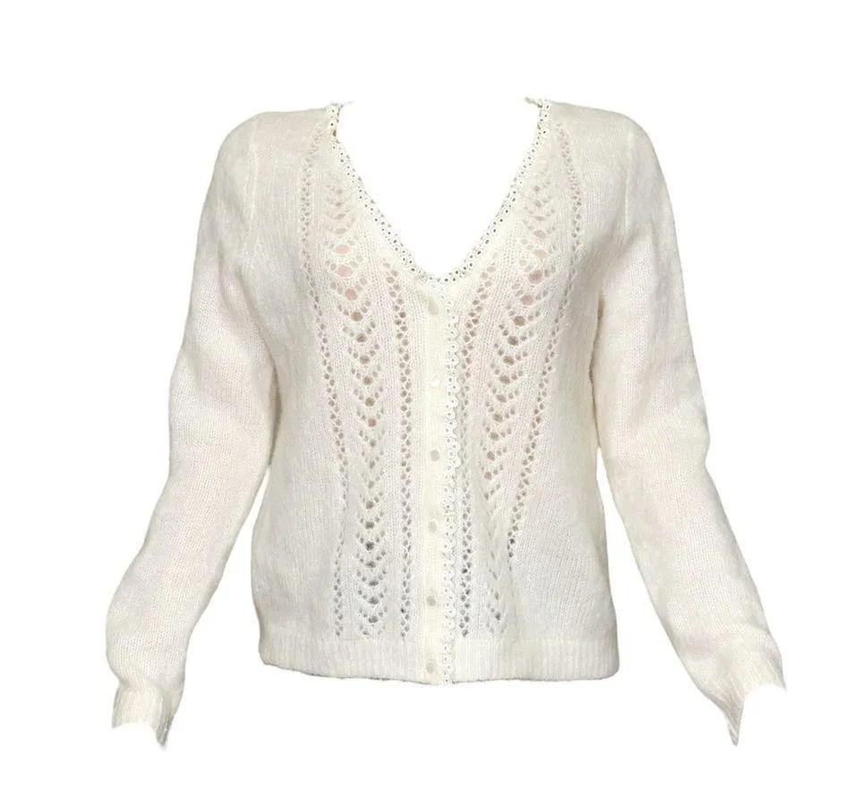 Maryam Wool-Blend Knit Cardigan, Ecru, Small - Image 5