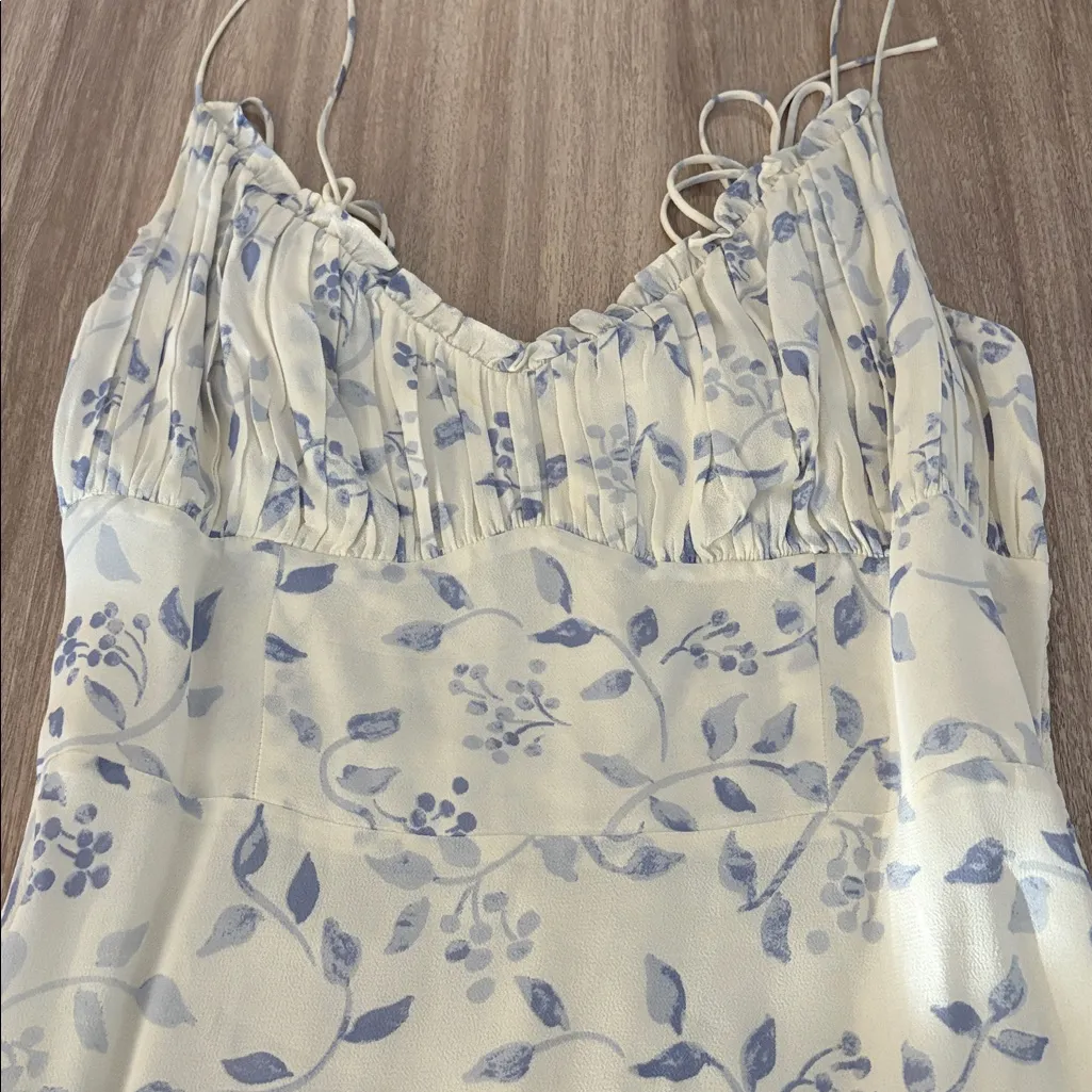 Reformation Embry Midi Dress in Laurel Blue and White Size 10 - Image 6