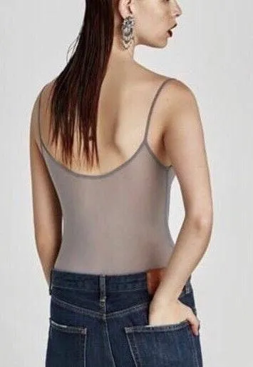 Sheer Gray Bodysuit Shiny Appliqué Sequins - Image 3