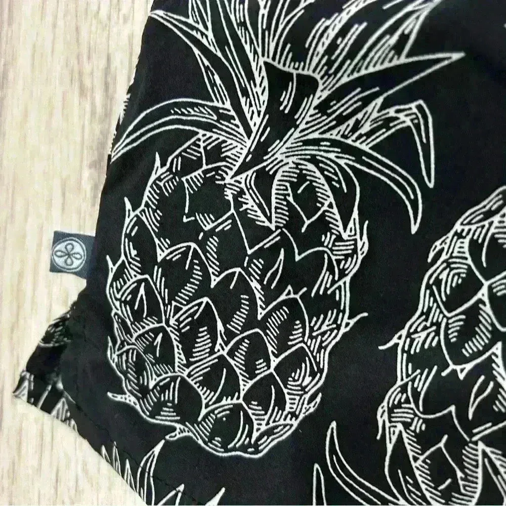 Lauren James Black White Pineapple Print Pull On Drawstring Swim Shorts Size M - Image 5