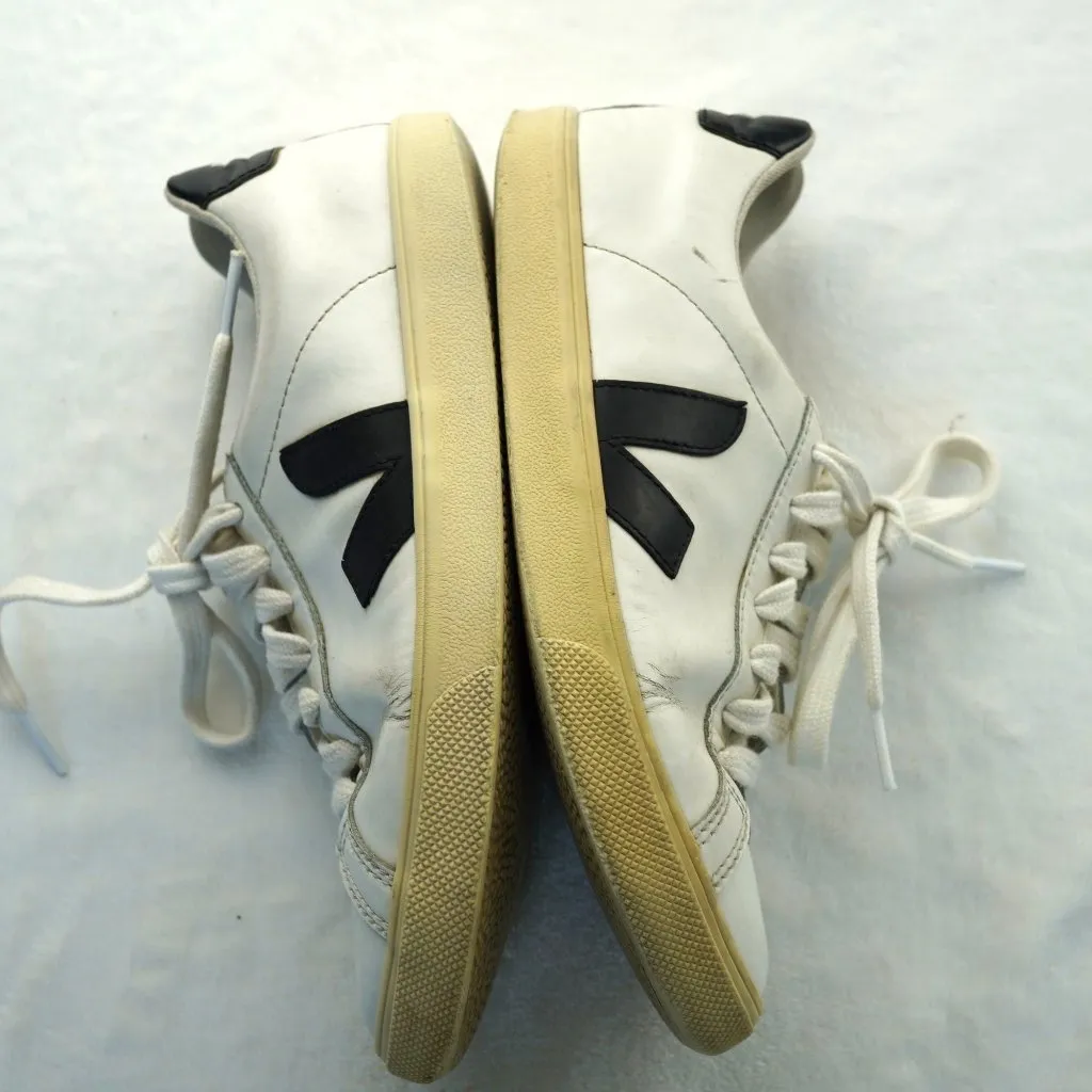 Veja Esplar White Leather Sneakers with Black Logo EU 36 US 5 Made in Brazil - Image 5