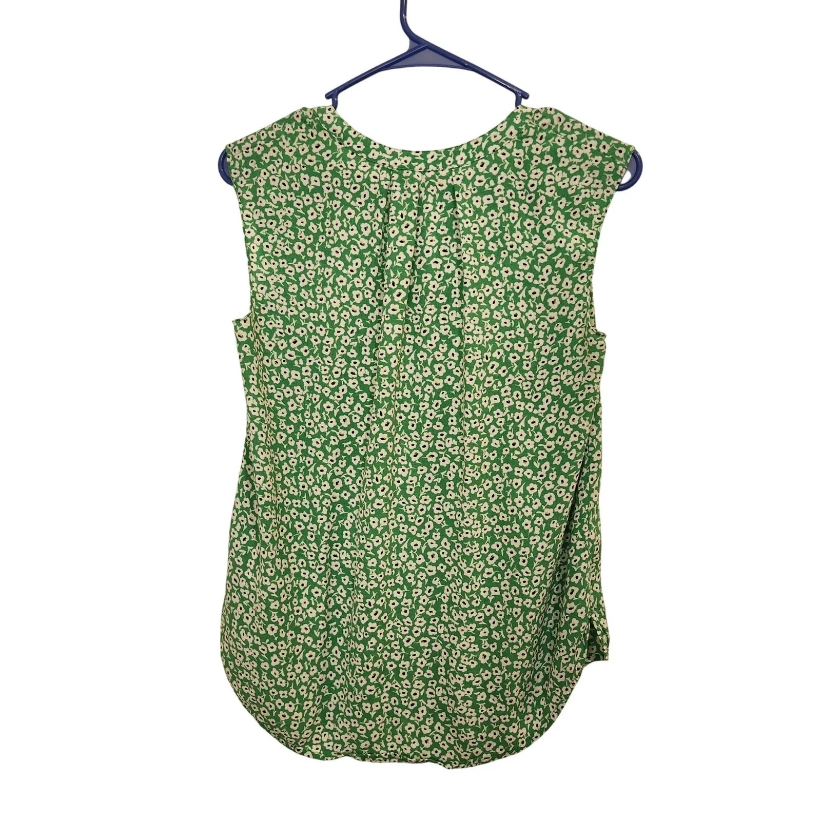 Hobbs Green Floral Sleeveless Pleated Button Front Blouse Casual Top Size 2 - Image 3