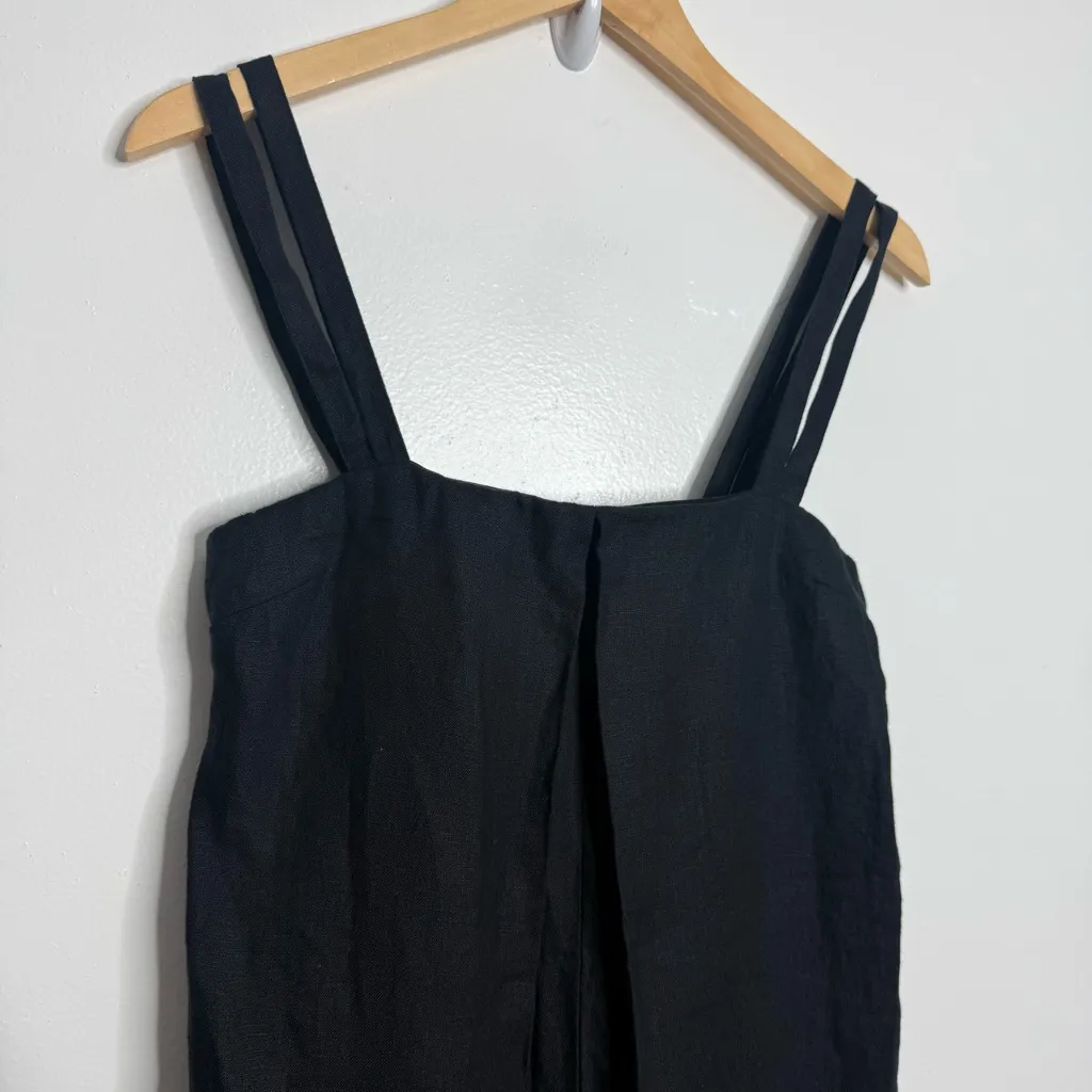 NWT Massimo Dutti 100% Linen Double Strap Jumpsuit w/ Pockets Black Size Small - Image 6