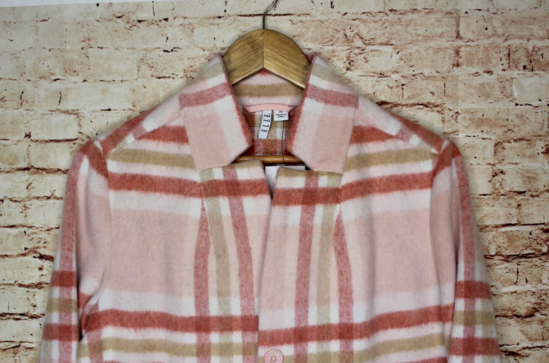 ELLE | Top Notch Pink Plaid Car Coat - Image 5